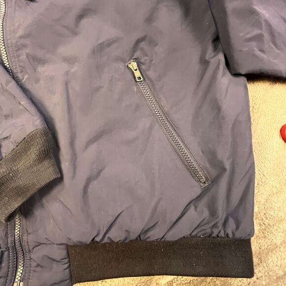 LL Bean Jacket Mens XL Navy Plaid Lined Bomber Full Zip Rare Aircraft Patch Logo - Picture 9 of 16